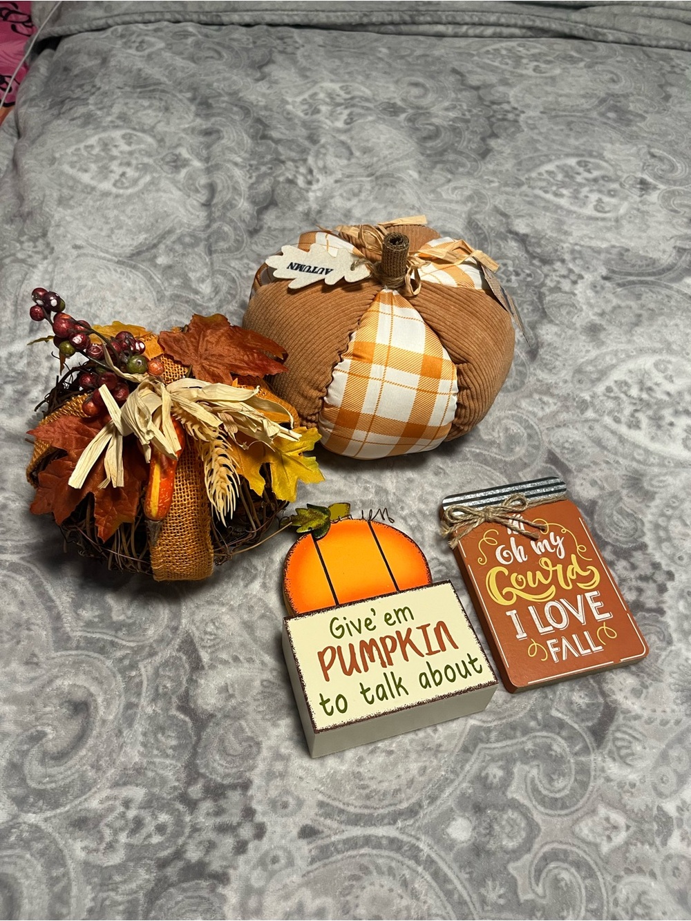 Autumn Pumpkin Table Decor Set - Brown & Orange